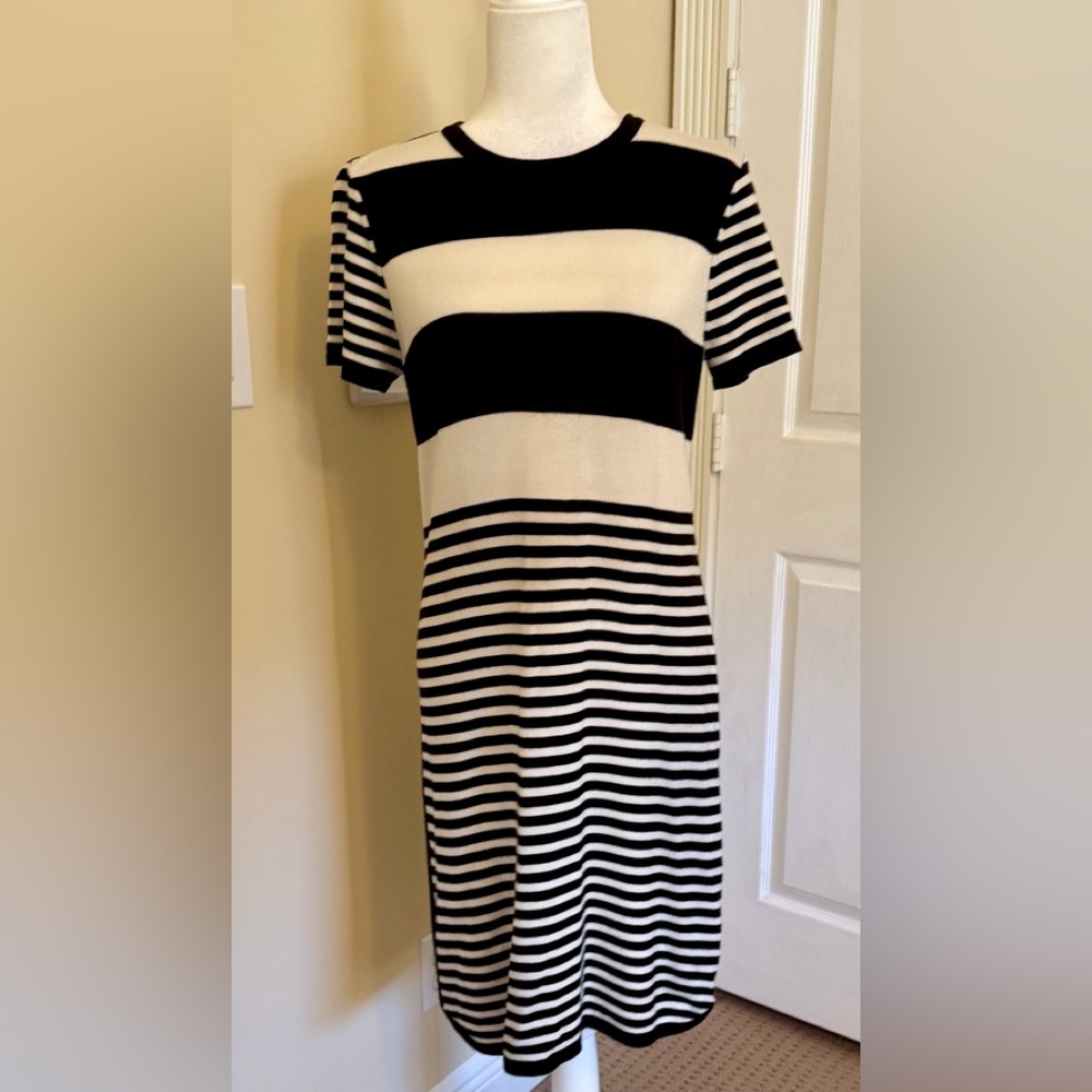 Eliza J sweater dress, size 8 black and white stripe, like new!